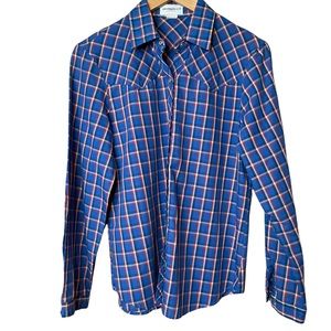 Levi’s Vintage Women’s Blue Plaid Pearl Snap Button Down Long Sleeve Shirt Large